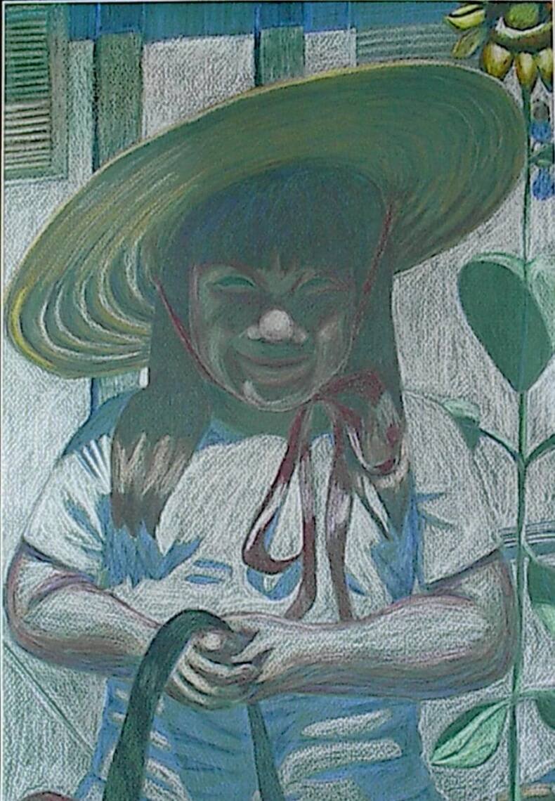 About 8 Girl In Hat By Sunflower By Beverly Unverferth Claridge