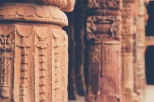 close up shot of ancient concrete pillars