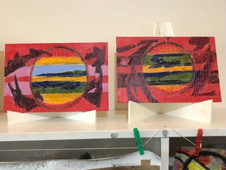 Pinky Early Days with palette knife scrapes 2