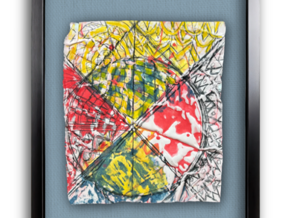 And, Have the Time of Our Lives, Shown virtually framed. Inktense, pigment ink and coloured pencil on pre-treated textural watercolour paper 234 x 310 mm.