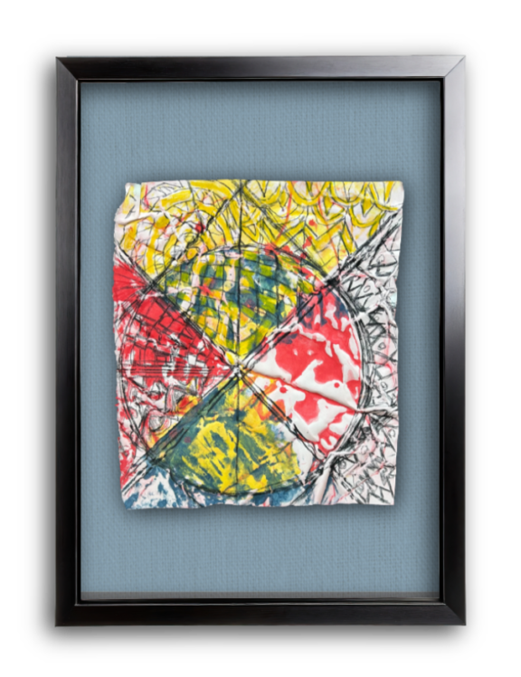 And, Have the Time of Our Lives, Shown virtually framed. Inktense, pigment ink and coloured pencil on pre-treated textural watercolour paper 234 x 310 mm.