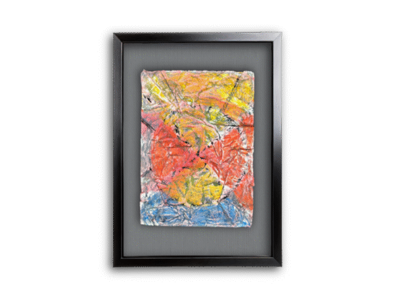 Yes, Let's Go! Shown virtually framed. 270 x 370mm, Oil-based printing ink and oil stick on pre-treated watercolour paper.