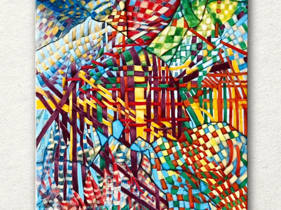 Abounding, by Beverly Claridge. Oil on stretched canvas, 555 x 660 x 20mm