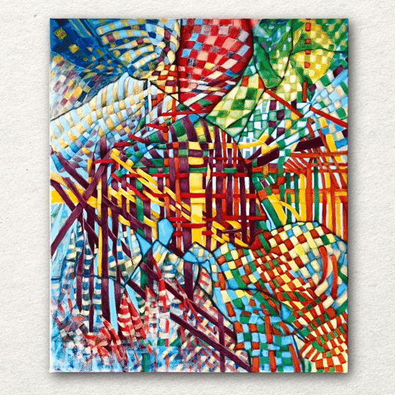 Abounding, by Beverly Claridge. Oil on stretched canvas, 555 x 660 x 20mm