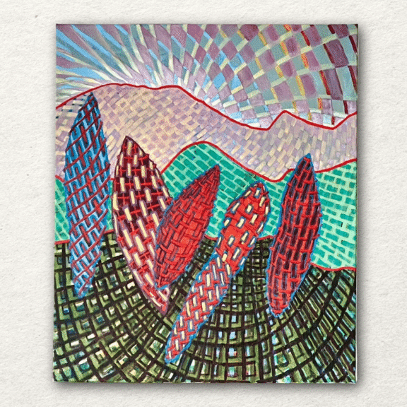 Quickening, by Beverly Claridge. Oil on stretched canvas, 555 x 660 x 20mm