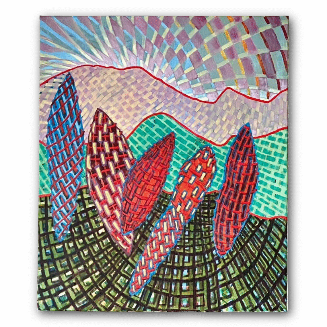 'Quickening' by Beverly Claridge. Oil on canvas, stretched, 555 x 660 x 20mm